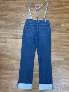 Jeanshose mit Hosenträger im 50er Jahre Retro-Stil, Size: 34/32