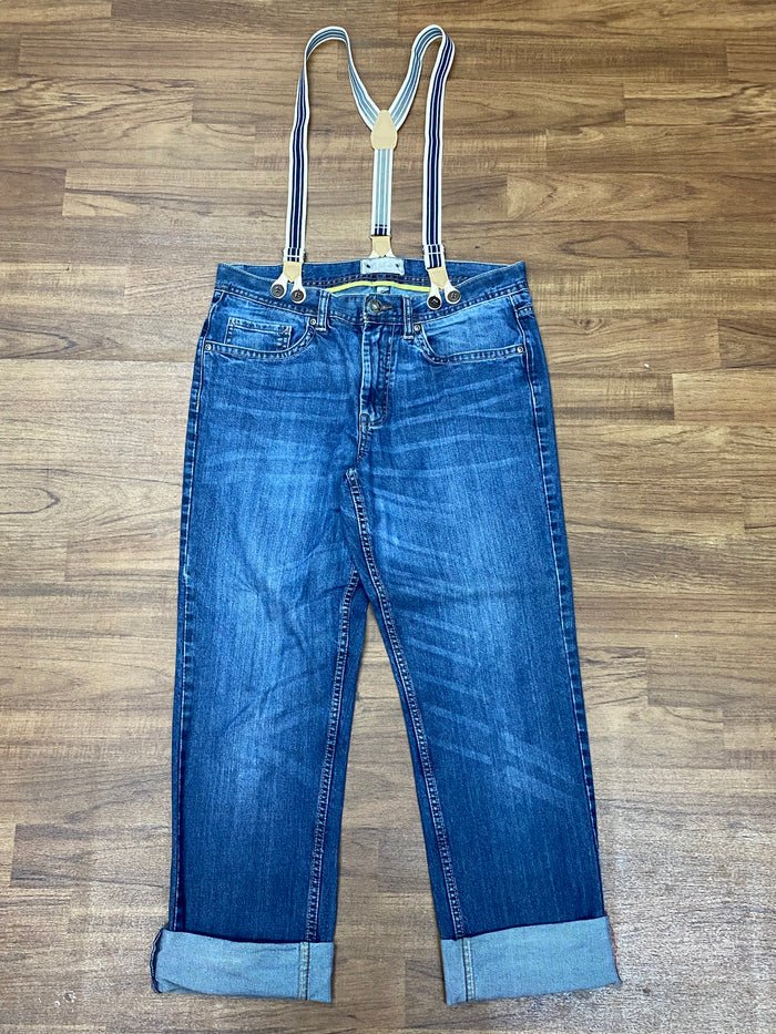 Jean à bretelles style rétro années 50, taille : 35/26