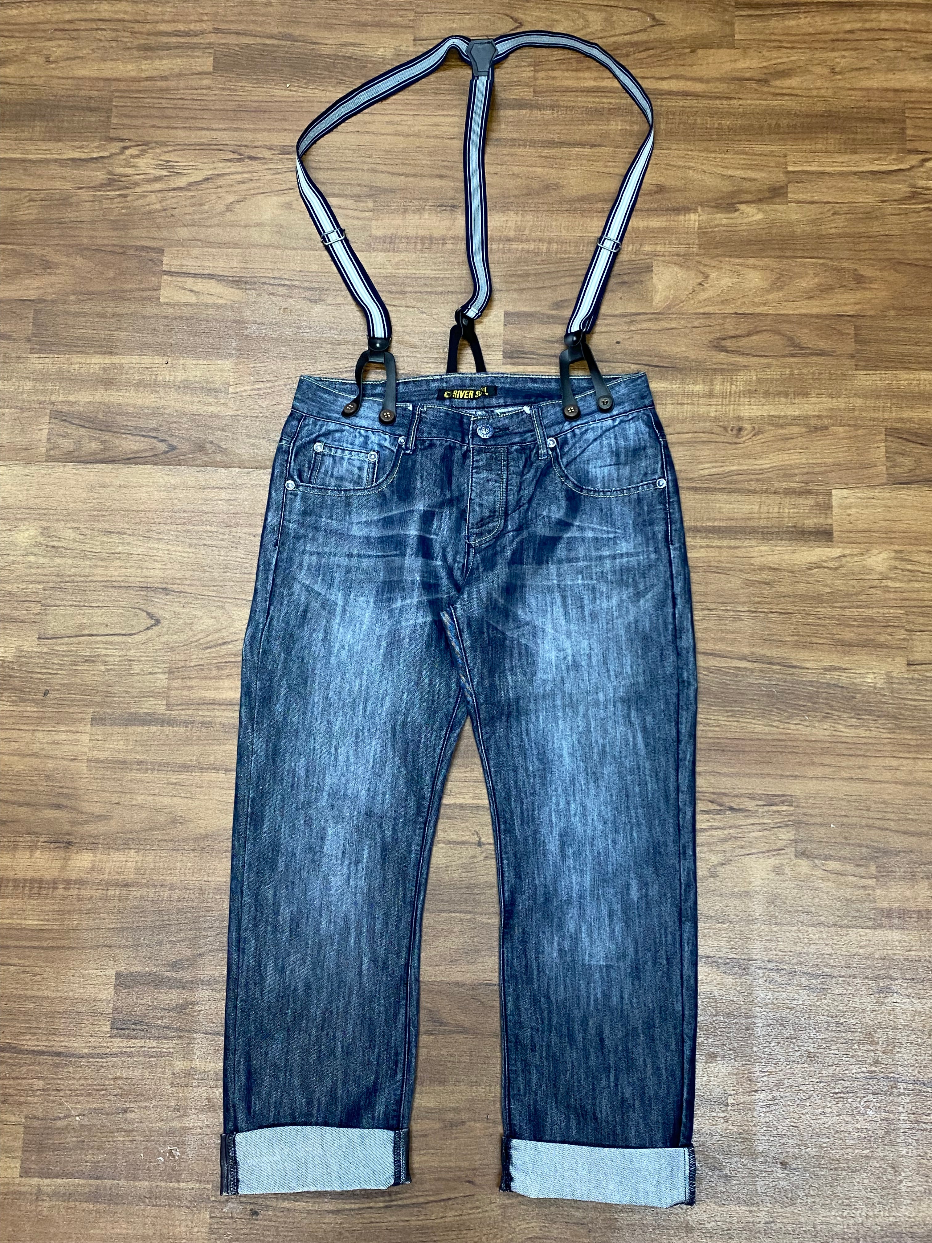 Jeanshose mit Hosenträger im 50er Jahre Retro-Stil, Size: 36/25