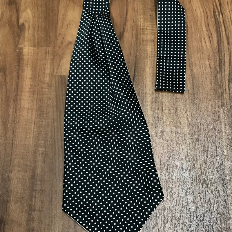 Krawattenschal Vintage Ascot, schwarz mit Punkte