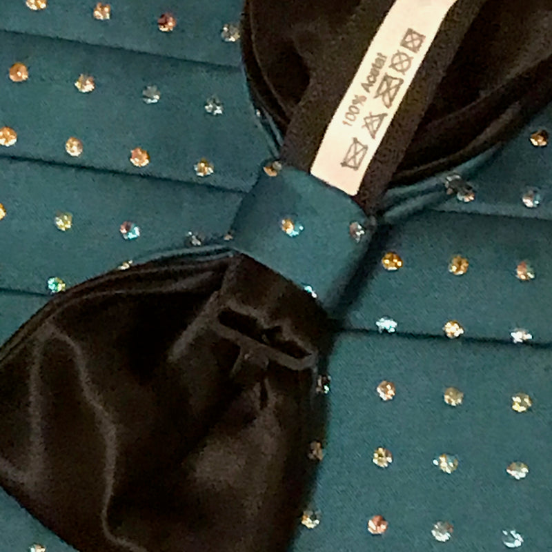 Vintage Kummerbund schwarz/grün mit Schleife und Ziertuch Gr.M - Gr.XXL