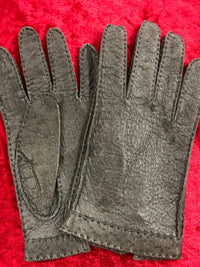 Leder- Handschuhe, grau