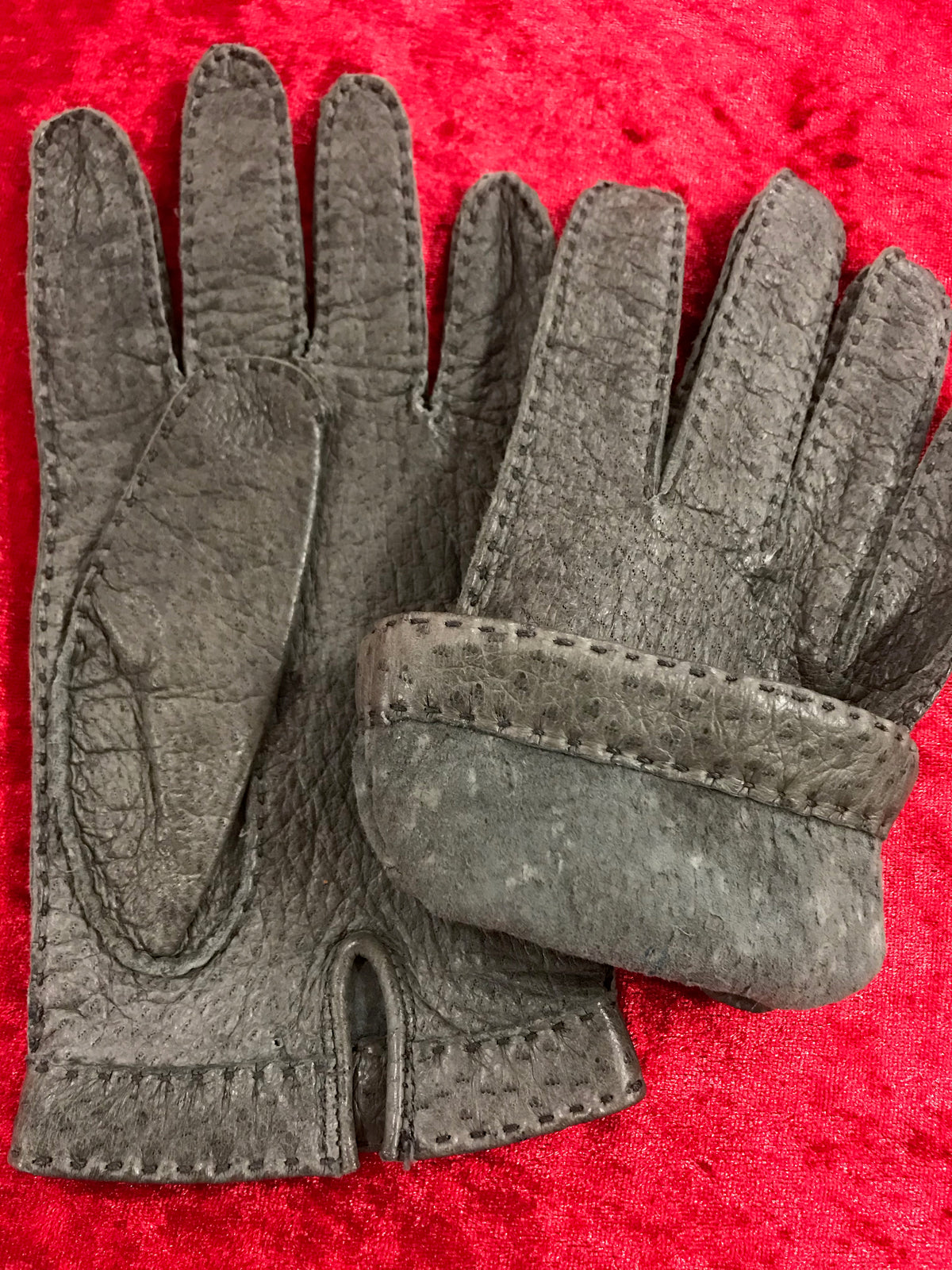 Gants en cuir, gris