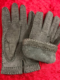 Leder- Handschuhe, grau