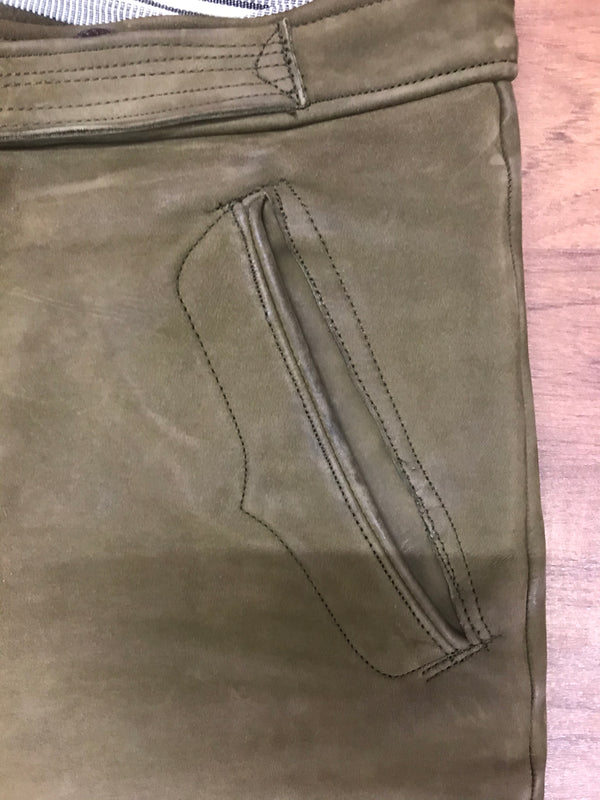 Grüne Kniebundlederhose für Herren – Größe 54 | Authentisches Vintage Stück