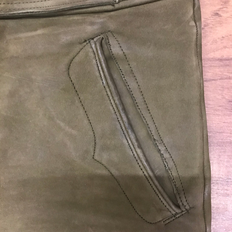 Grüne Kniebundlederhose für Herren – Größe 54 | Authentisches Vintage Stück