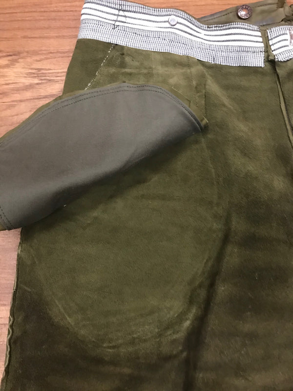 Grüne Kniebundlederhose für Herren – Größe 54 | Authentisches Vintage Stück