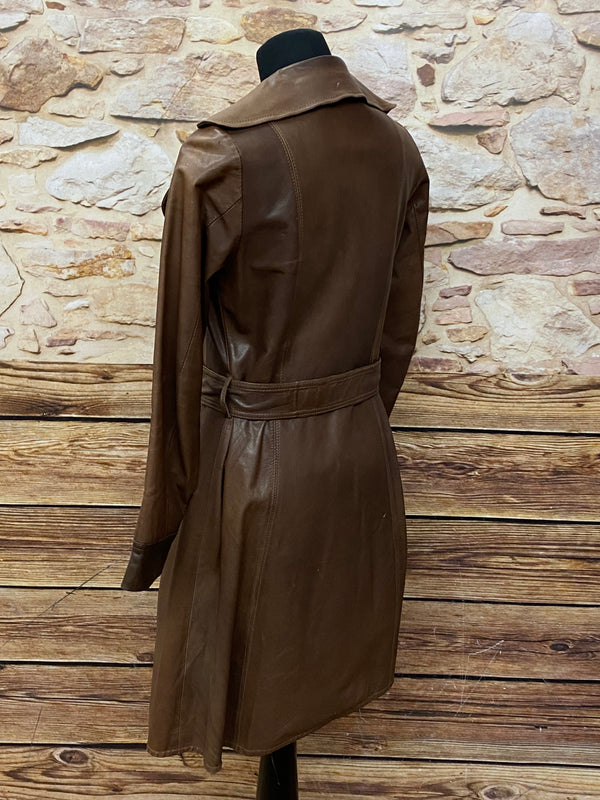 Vintage Ledermantel Gr. 36 – Klassisches Braun