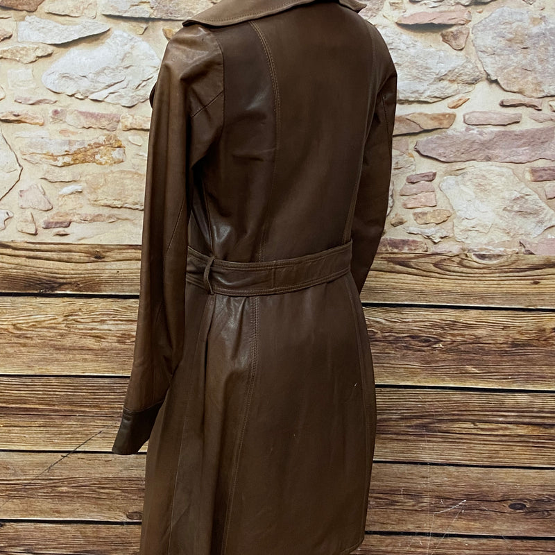 Vintage Ledermantel Gr. 36 – Klassisches Braun
