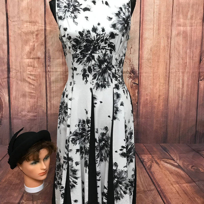 Vintage 50er-Jahre Kleid Gr.38 Secondhand Oldtimer Damen schwarz weiß