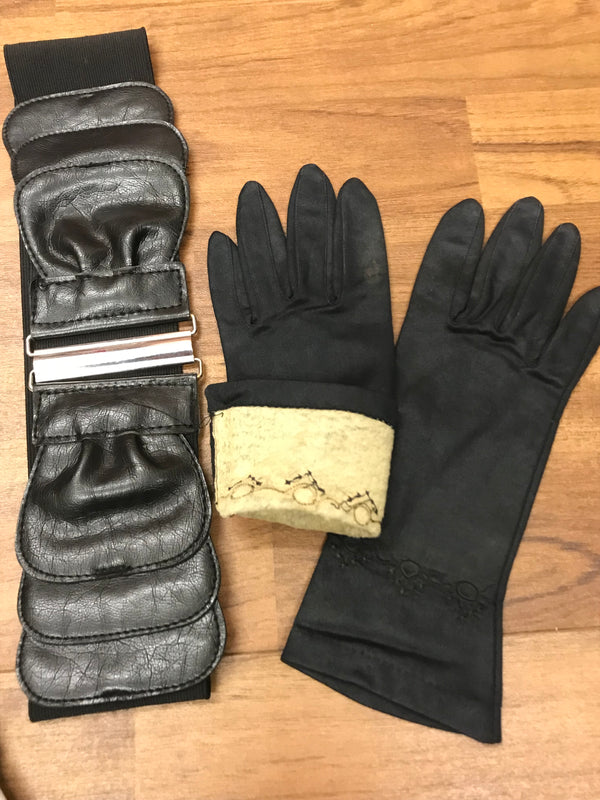 Vintage 50er-Jahre Kleid Gr.38 Secondhand Oldtimer Damen schwarz weiß