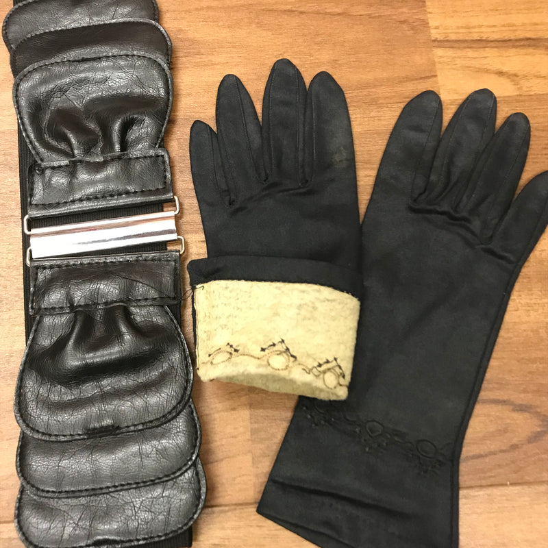 Vintage 50er-Jahre Kleid Gr.38 Secondhand Oldtimer Damen schwarz weiß
