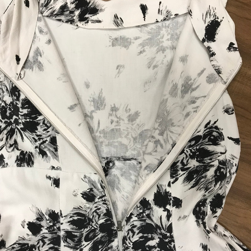 Vintage 50er-Jahre Kleid Gr.38 Secondhand Oldtimer Damen schwarz weiß
