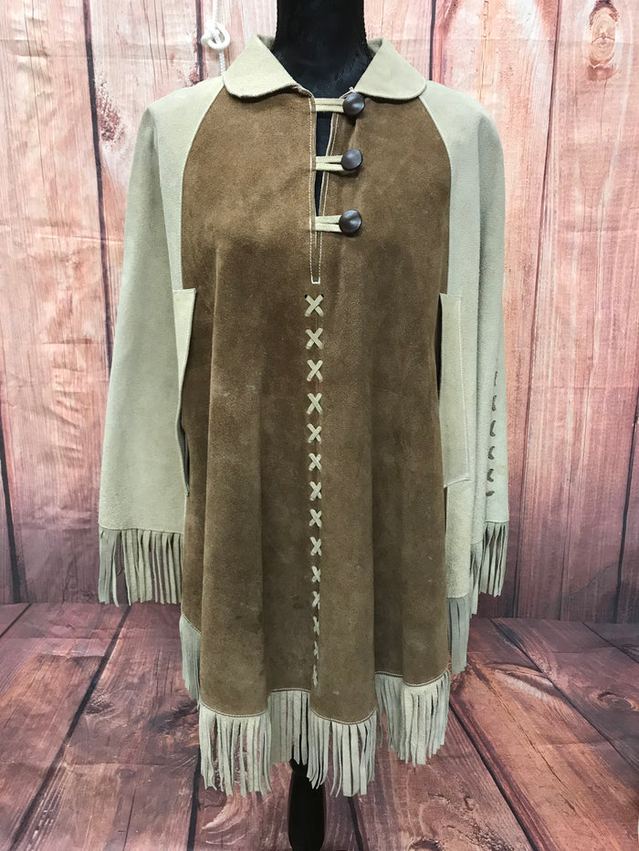 Poncho, cape, cuir, manteau, western, vintage, années 70