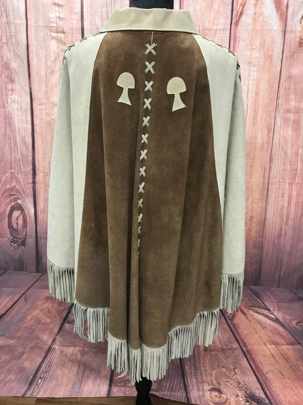 Poncho, cape, cuir, manteau, western, vintage, années 70