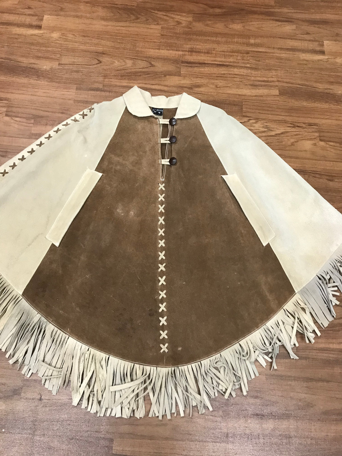 Poncho, cape, cuir, manteau, western, vintage, années 70