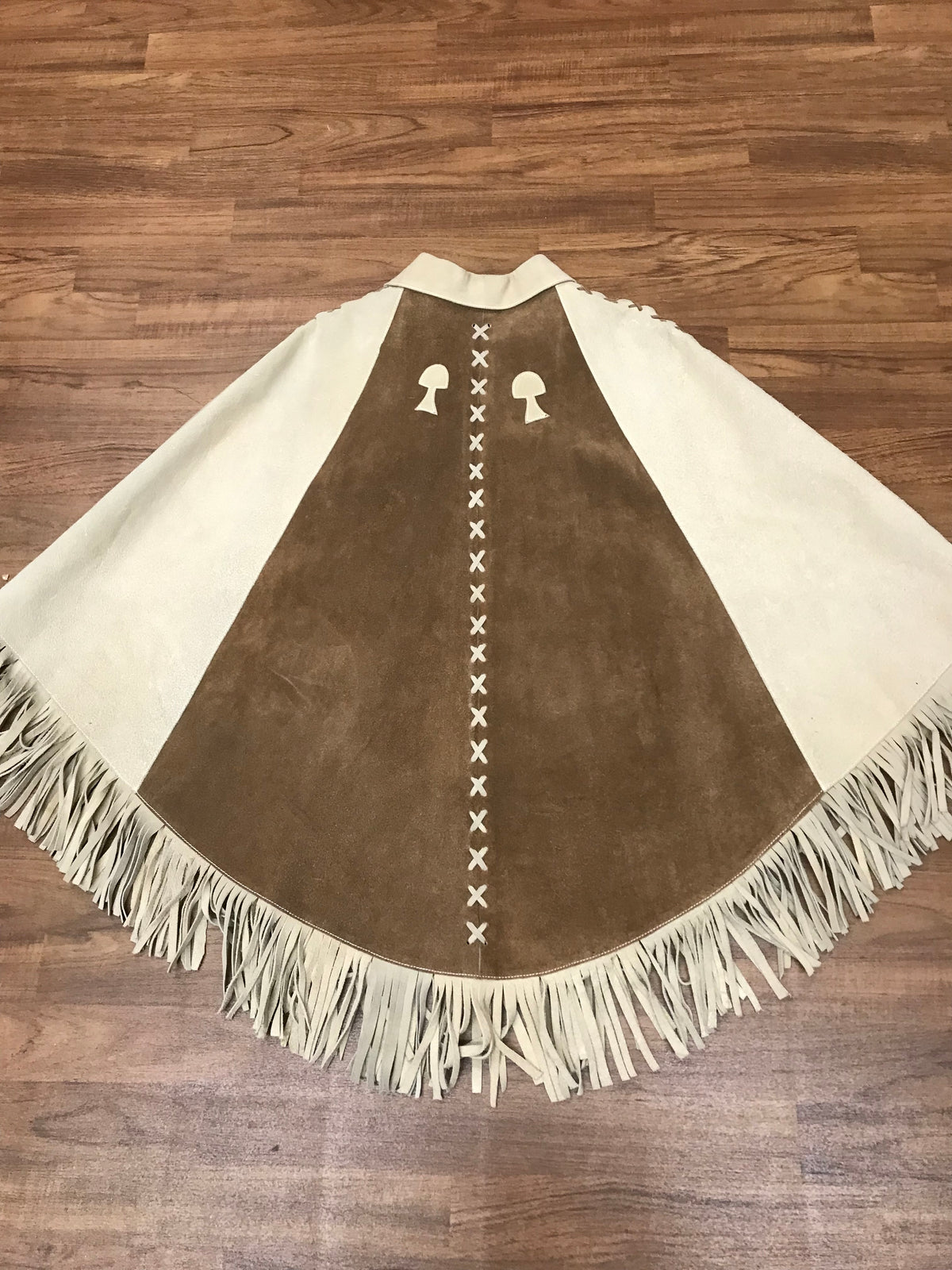 Poncho, cape, cuir, manteau, western, vintage, années 70