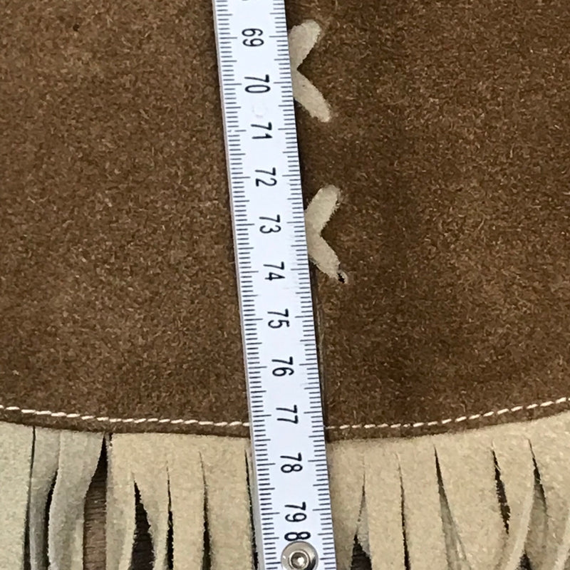 Vintage Cape Poncho Leder Wildleder Braun Beige Fransen 70er Jahre Western