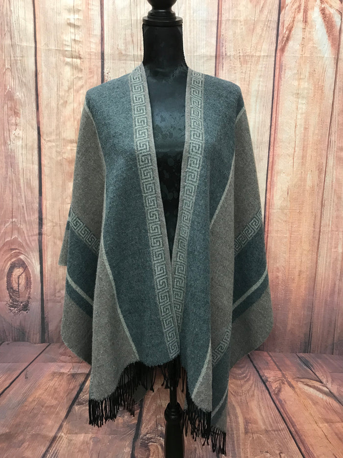 Poncho, cape, manteau, laine années 70. Gr.L