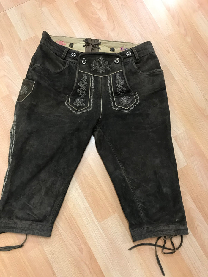 Dunkelbraune Kniebundlederhose von Lekra – Echtleder, Vintage, hergestellt in Deutschland, Bundweite 48 cm