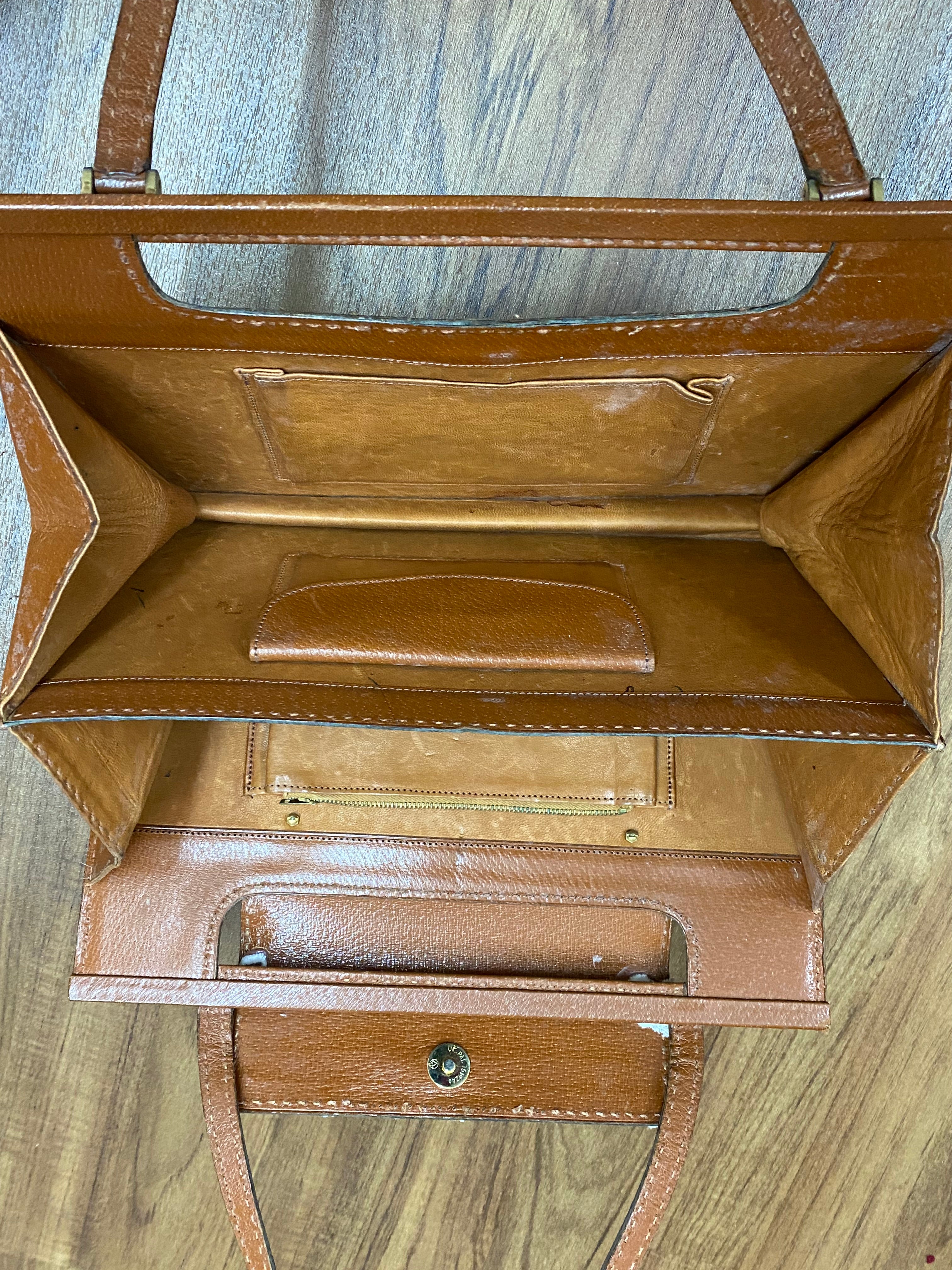 Steampunk-Handtasche aus braunem Leder