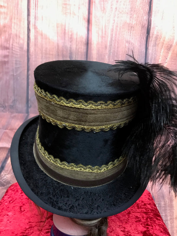 Antiker Steampunk Zylinder aus Maulwurfsfell – Unikat, Größe 57