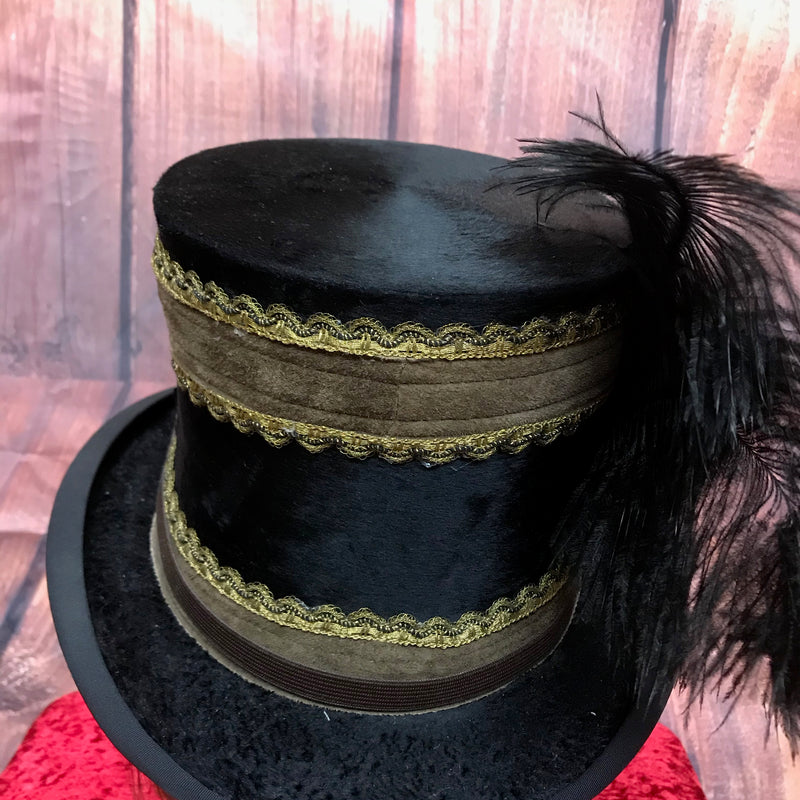 Antiker Steampunk Zylinder aus Maulwurfsfell – Unikat, Größe 57
