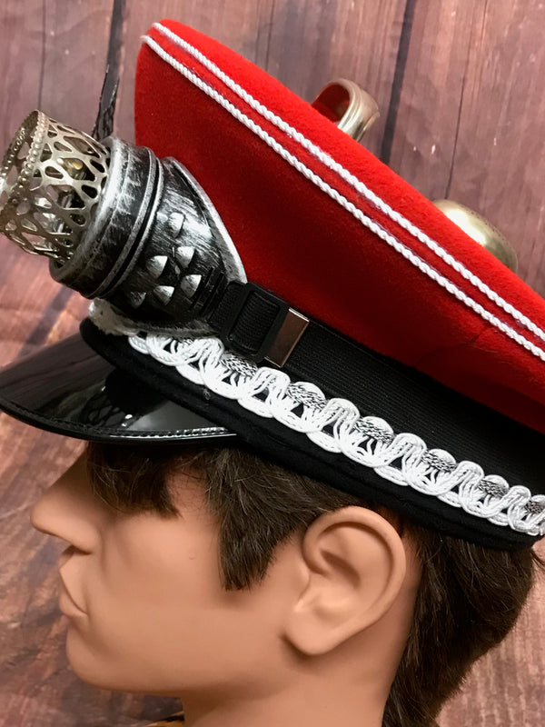 Rote Steampunk Schirmmütze für Uniform, Gr.57