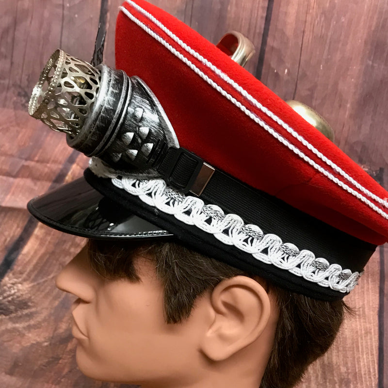 Rote Steampunk Schirmmütze für Uniform, Gr.57