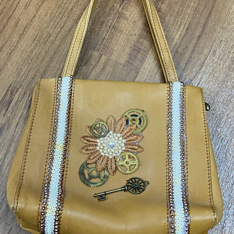 Steampunk-Handtasche aus braunem Leder