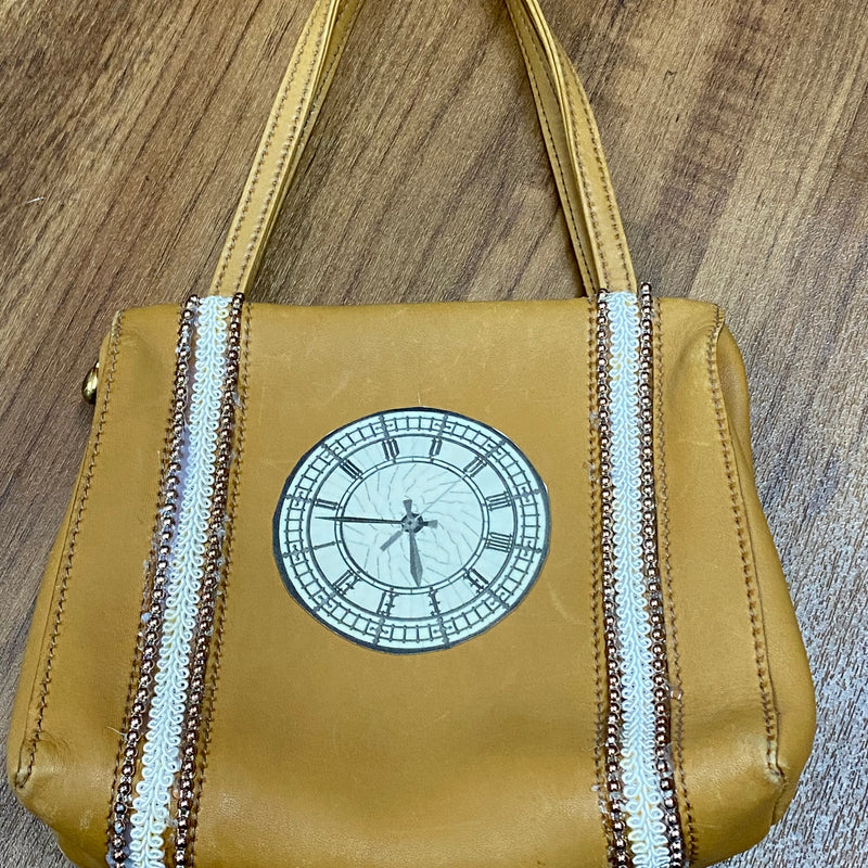 Steampunk-Handtasche aus hellbraunem Leder