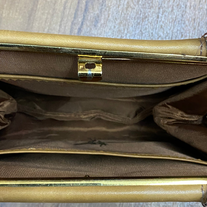 Steampunk-Handtasche aus hellbraunem Leder