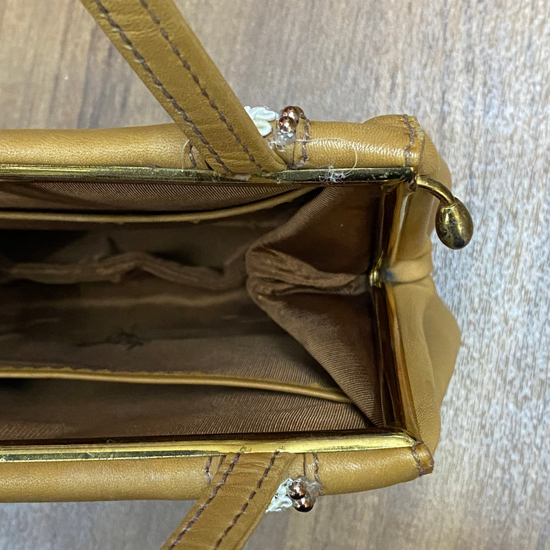 Steampunk-Handtasche aus hellbraunem Leder