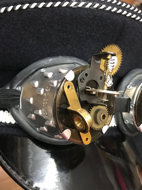 Schwarze Steampunk Uniformmütze Gr.57, Vintage