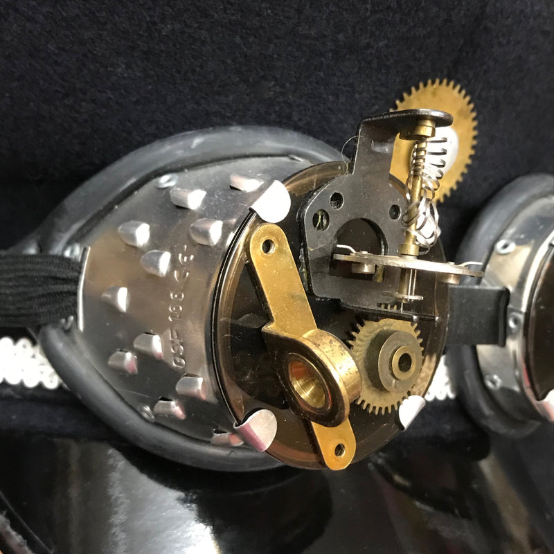 Schwarze Steampunk Uniformmütze Gr.57, Vintage