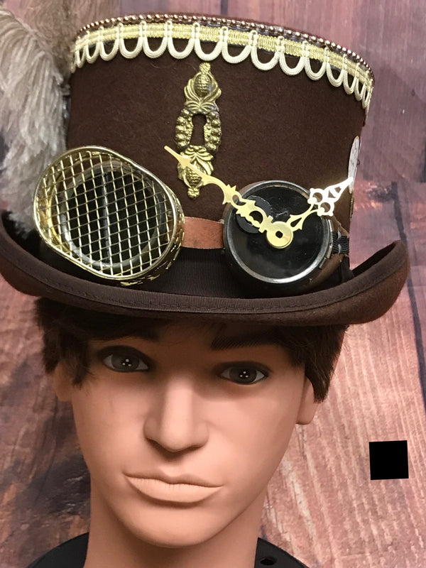 Brauner Steampunk Zyliner Kopfbedeckung Handmade Gr.59