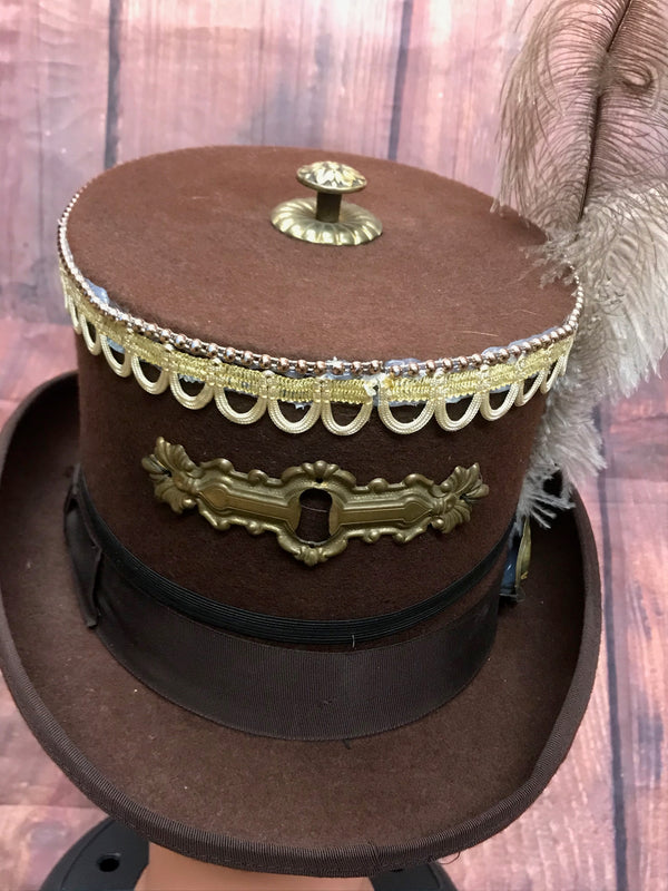 Steampunk-Zylinder Unikat – Größe 59 | Braun, Handverziert & Extravagant