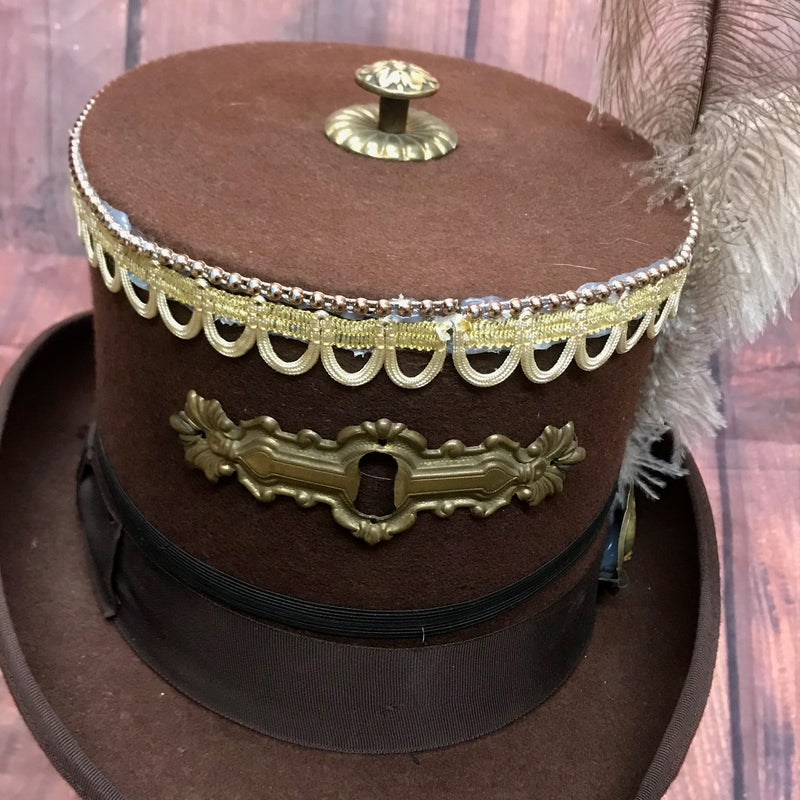 Steampunk-Zylinder Unikat – Größe 59 | Braun, Handverziert & Extravagant