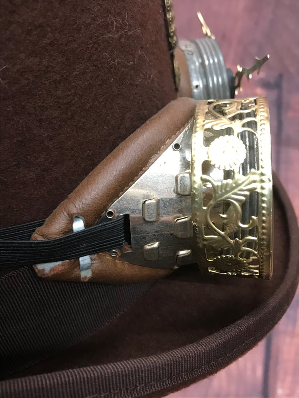 Steampunk-Zylinder Unikat – Größe 59 | Braun, Handverziert & Extravagant