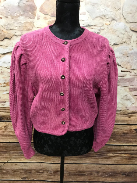 „Vintage Trachten Strickjacke Damen Größe 36 in rose, aus reiner Schurwolle, guter Zustand
