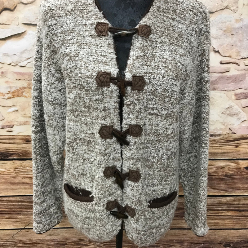 Trachten Strickjacke Damen Größe 38 von C&A, braun/beige, mit traditionellen Strickdetails, aus Wollmischgewebe, guter Zustand