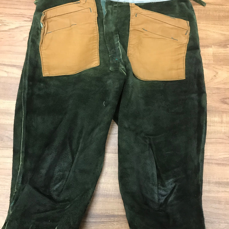 Dunkelgrüne Kniebundlederhose – Herren | Bundweite 46 cm | Mit Messertasche | Vintage Made in Germany