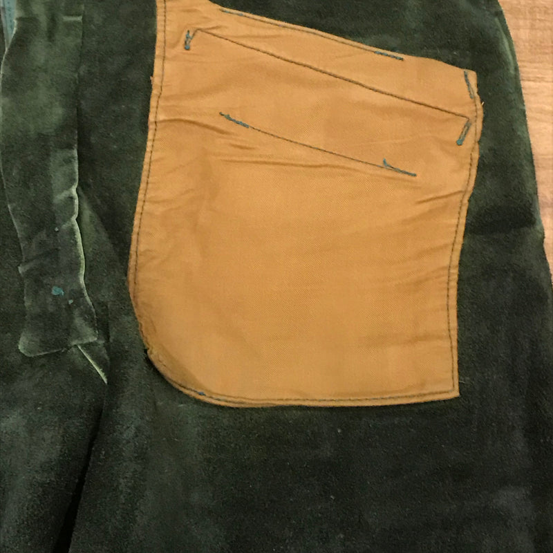 Dunkelgrüne Kniebundlederhose – Herren | Bundweite 46 cm | Mit Messertasche | Vintage Made in Germany