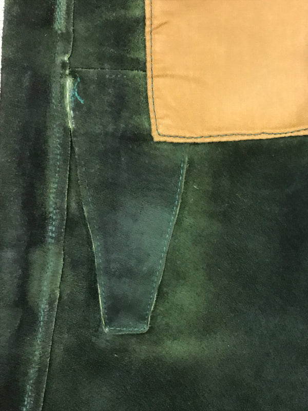 Dunkelgrüne Kniebundlederhose – Herren | Bundweite 46 cm | Mit Messertasche | Vintage Made in Germany