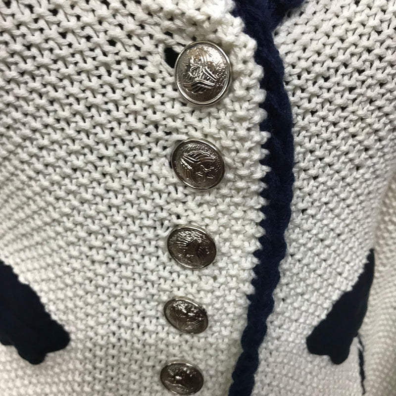 Trachten Strickjacke Damen Größe 38 – offwhite/dunkelblau, Schurwolle