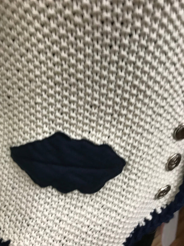 Trachten Strickjacke Damen Größe 38 – offwhite/dunkelblau, Schurwolle