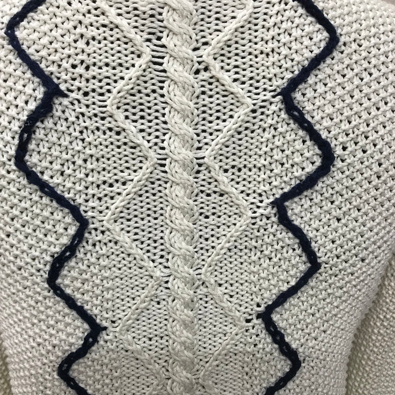 Trachten Strickjacke Damen Größe 38 – offwhite/dunkelblau, Schurwolle