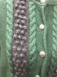 Vintage Strickjacke, grüne Trachtenjacke Gr.46