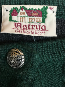 Vintage Strickjacke, grüne Trachtenjacke Gr.46