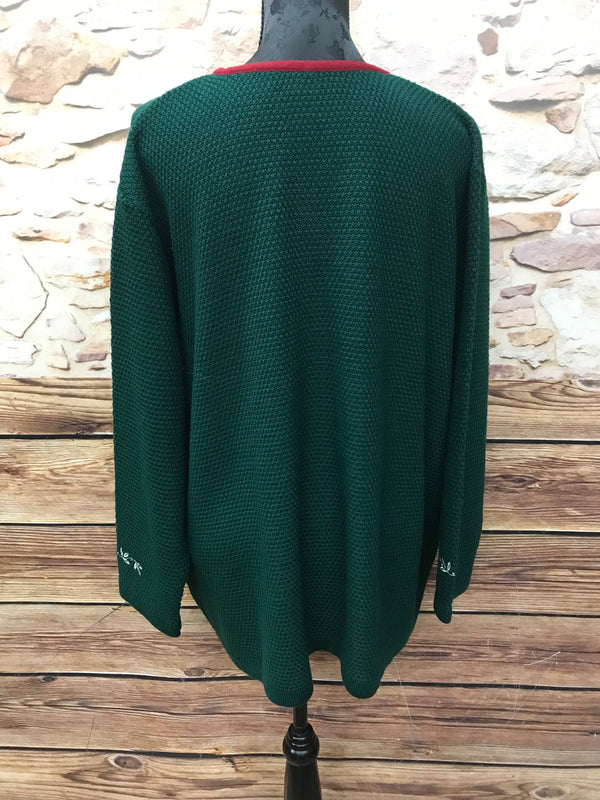 Trachten Strickjacke Damen Größe 48 – grün/rot